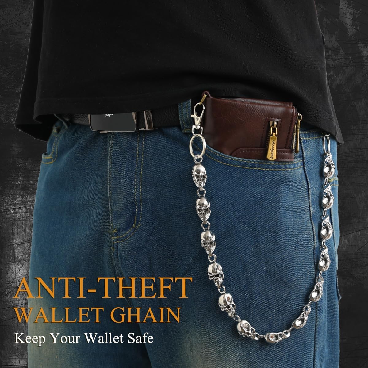 Wallet Chain Pants Chain Hip Hop Punk Jean Chains Layered Trouser Chain Belt Goth Heavy Keychain Accessories for Men Women - Image 2