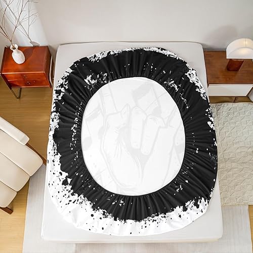 Miniatura 6 de Erosebridal Juego de sábanas con temática musical de música rock, tamaño Queen, juego de sábanas con estampado de notas musicales, juego de sábanas