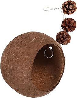 Didiseaon Coconut Shell Nest Bird Bed Suspending Bird Hammock Pet Cage Sleeping Bed Bird Nest Tent Bird Cage Hanging Hammock Pet Bird Hammock Bird Sleeping Tent Parrot Breeding Box
