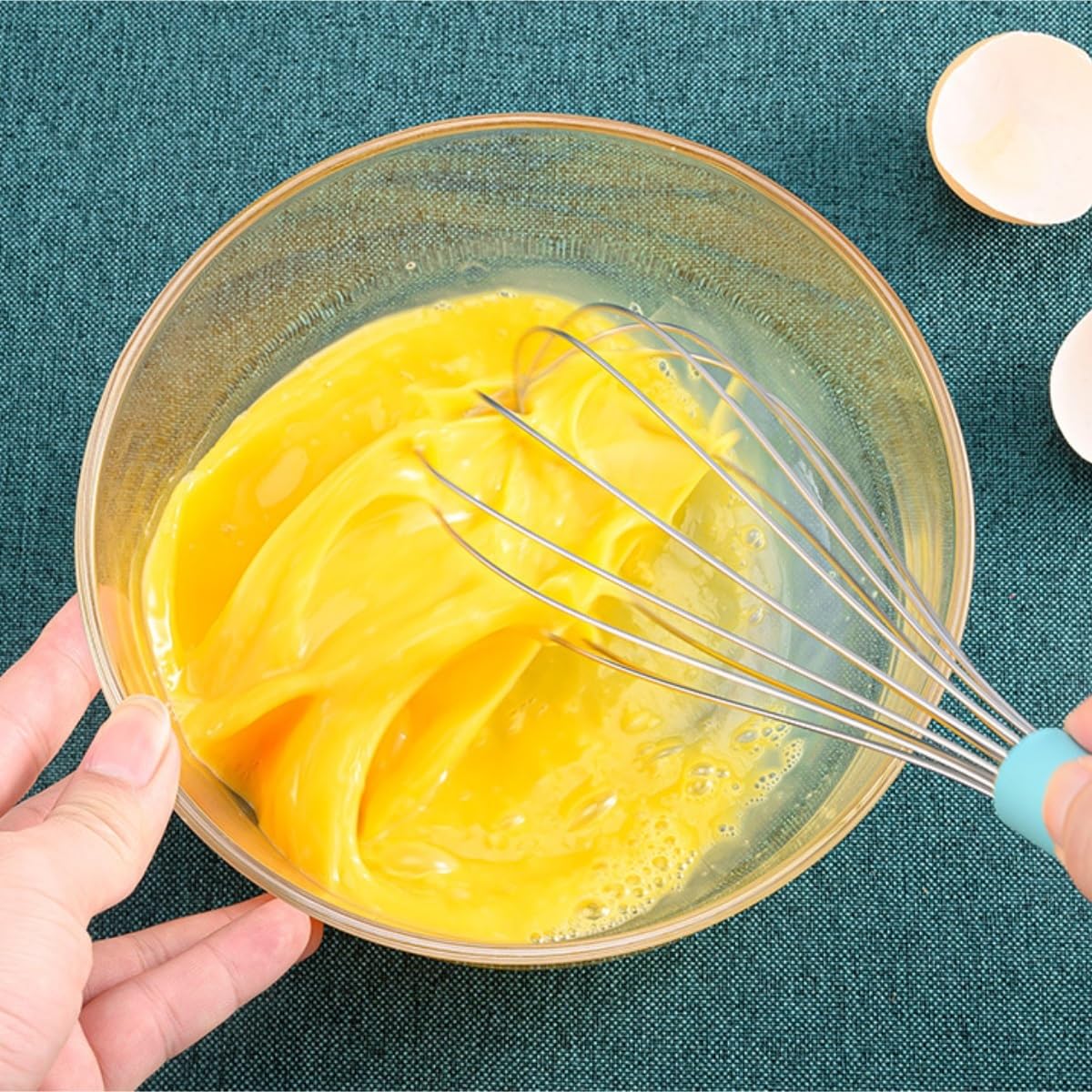 Varillas de Batir para Cocinar Batidor De Huevos Manual De Acero Inoxidable, Batidor De Huevos con Crema, Herramientas For Hornear Huevos, Espumar, Batir(Rot,24x4.5cm)