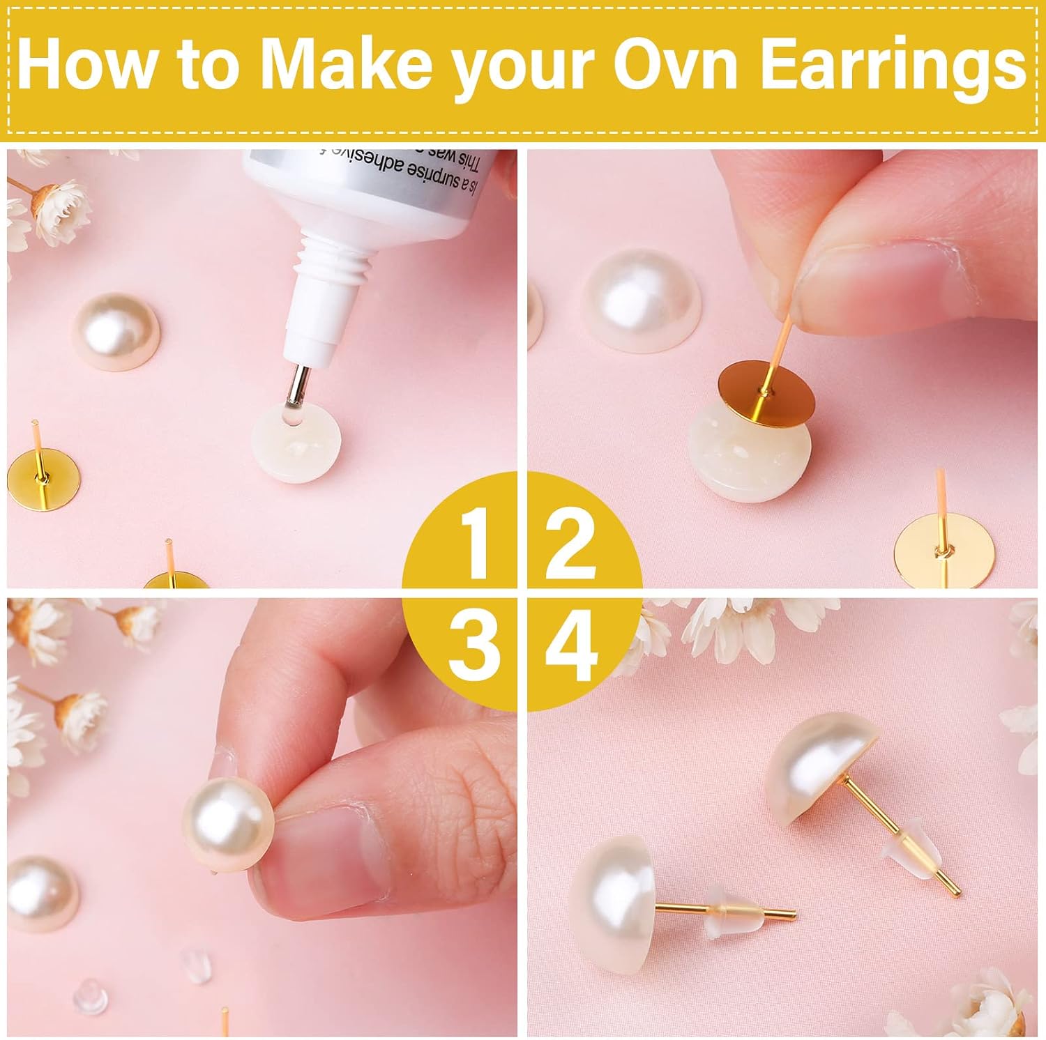 3202Pcs Earring Making Kit Hypoallergenic, Tuceyea Stud Earring Making Supplies Kit Including Stainless Steel Earring Post, Earring Backs and Jump Rings for Jewelry Making