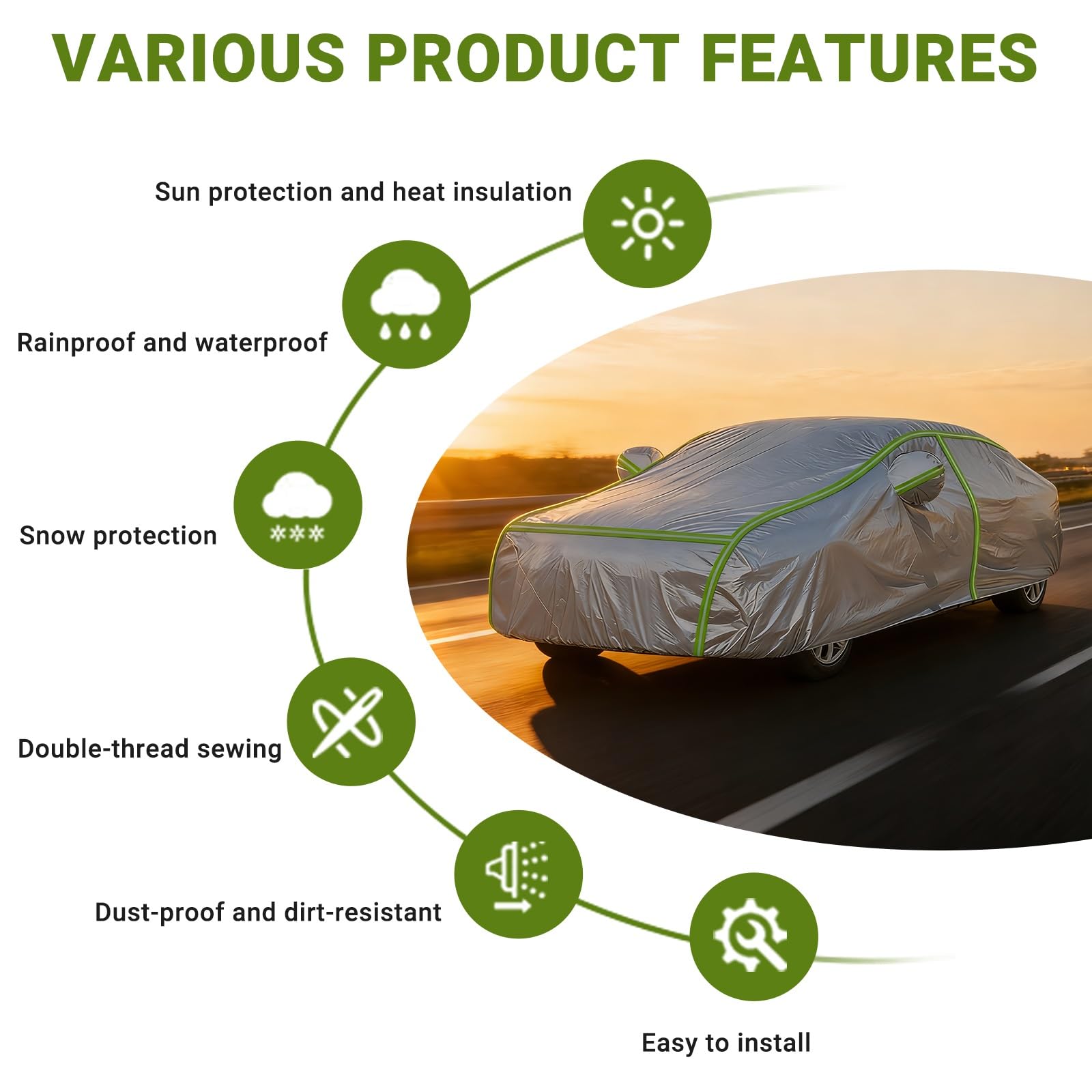Funda Coche para Toyota Corolla Touring-Sport-2019-2022|Lona Oxford Coche con Cremallera/Reflectante|Resistente Exteriores|Impermeable,con protección Solar y Anti-excrementos de pájaros