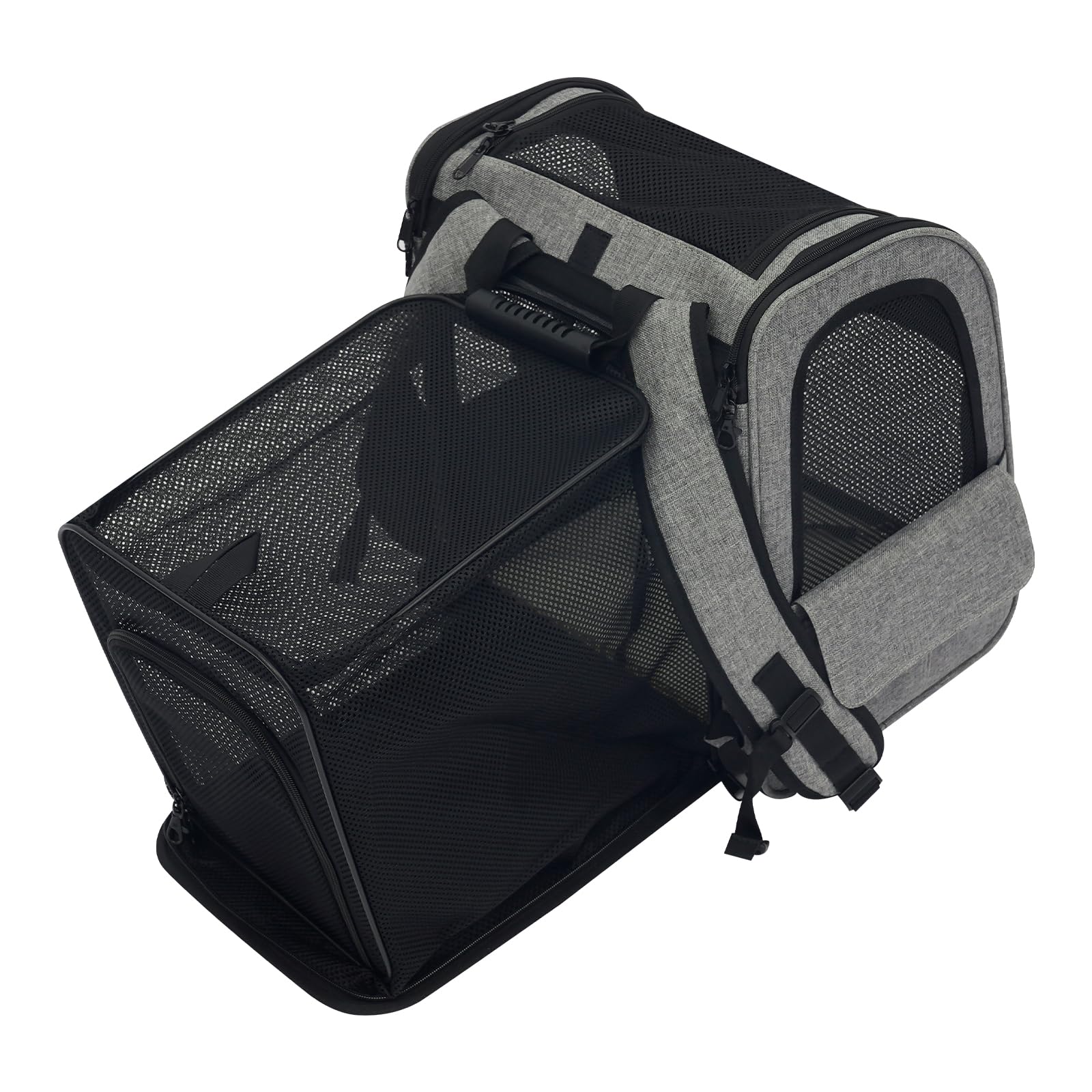 Mochila para perros con trolley, 2 en 1, ampliable, caja de transporte para perros con ruedas, mochila grande para gatos de hasta 15 kg, portátil y transpirable, caja de transporte para perros y gatos