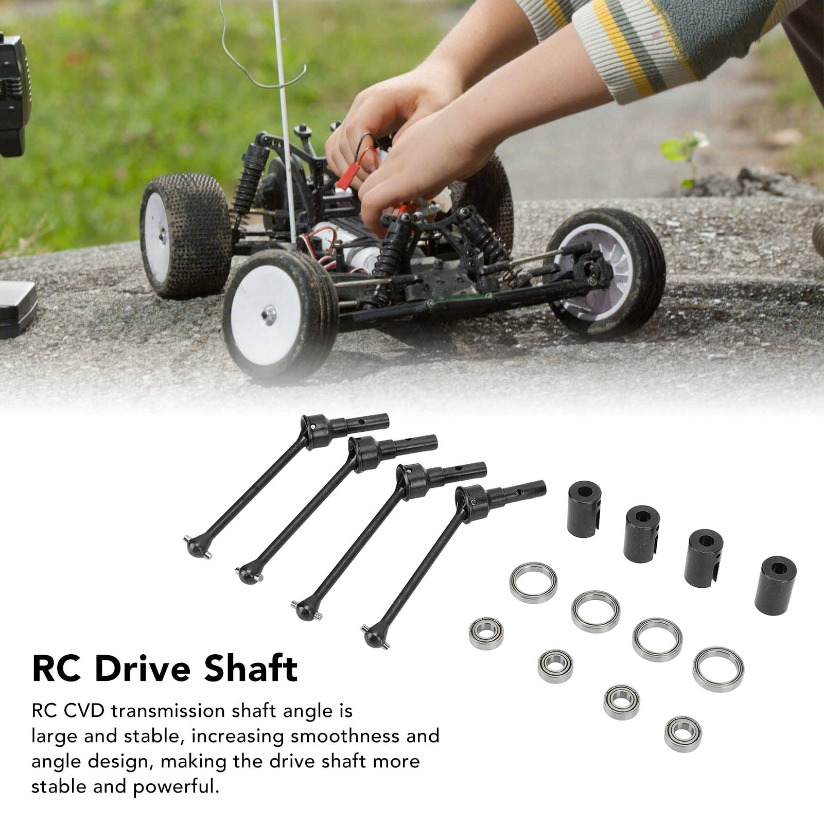 RC CVD-Antriebswelle, Hartstahl, verschleißfest, langlebig, Hochleistungs-Getriebewelle für Maxx WideMaxx 1/10 RC-Autos, Schwarz, 4 Stück
