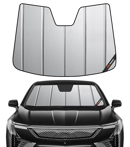 Windshield Sun Shade for Cadillac OPTIQ 2025-2026, Premium Grey Leather Finish