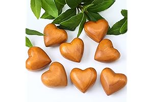 Olive Wood Hearts: 8 pcs Handmade Wooden 3D Love Decor
