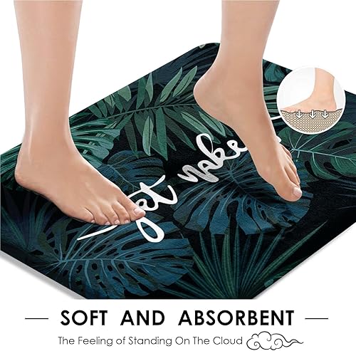 Miniatura 4 de Arttown Juego de baño verde con cortina de ducha y alfombras y accesorios, Palm Tree Beach Tropical Get Naked, decoración de baño verde, 4 piezas