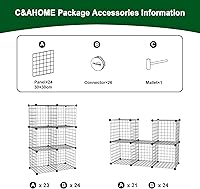 Vista 7 de C&AHOME Wire Cube Storage, 6 - Cube Organizer Metal C Grids, Modular Shelves Units, Closet Organizer, Ideal for Home, Office, Living Room, 36.6”L x