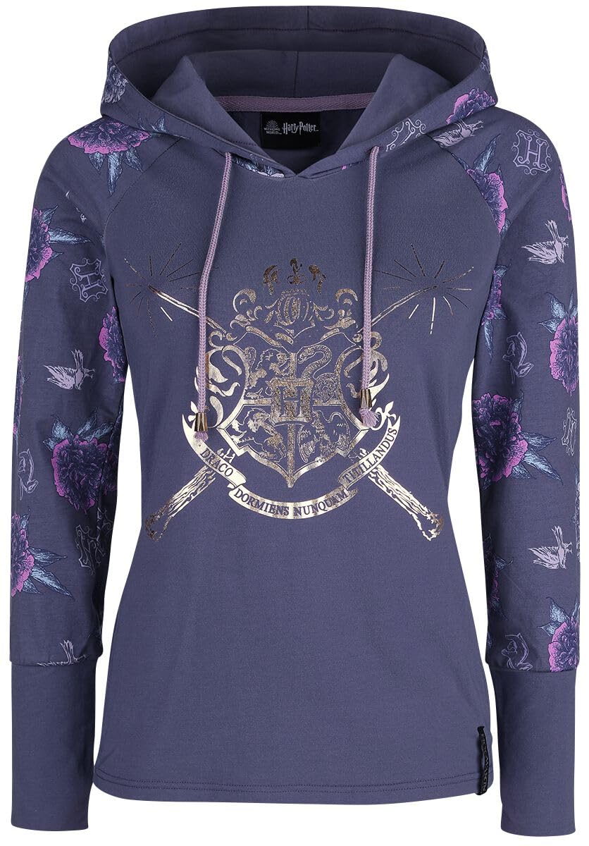 Harry Potter Escudo de Hogwarts Mujer Sudadera con Capucha Lila Estrechos