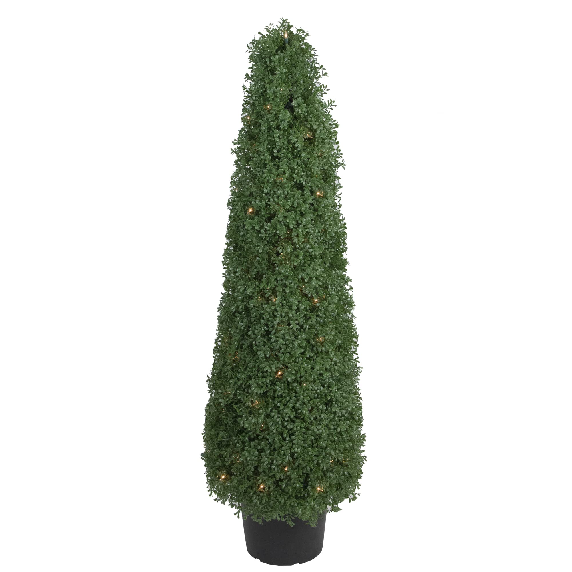 Northlight 4' Pre-Lit Artificial Boxwood Cone Topiary Tree with Round Pot, Clear Lights