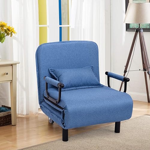 GORELAX Cama convertible con sofá cama triple 3 en 1 con almohada, diván plegable de ocio con respaldo ajustable de 5 ángulos, cama perezosa