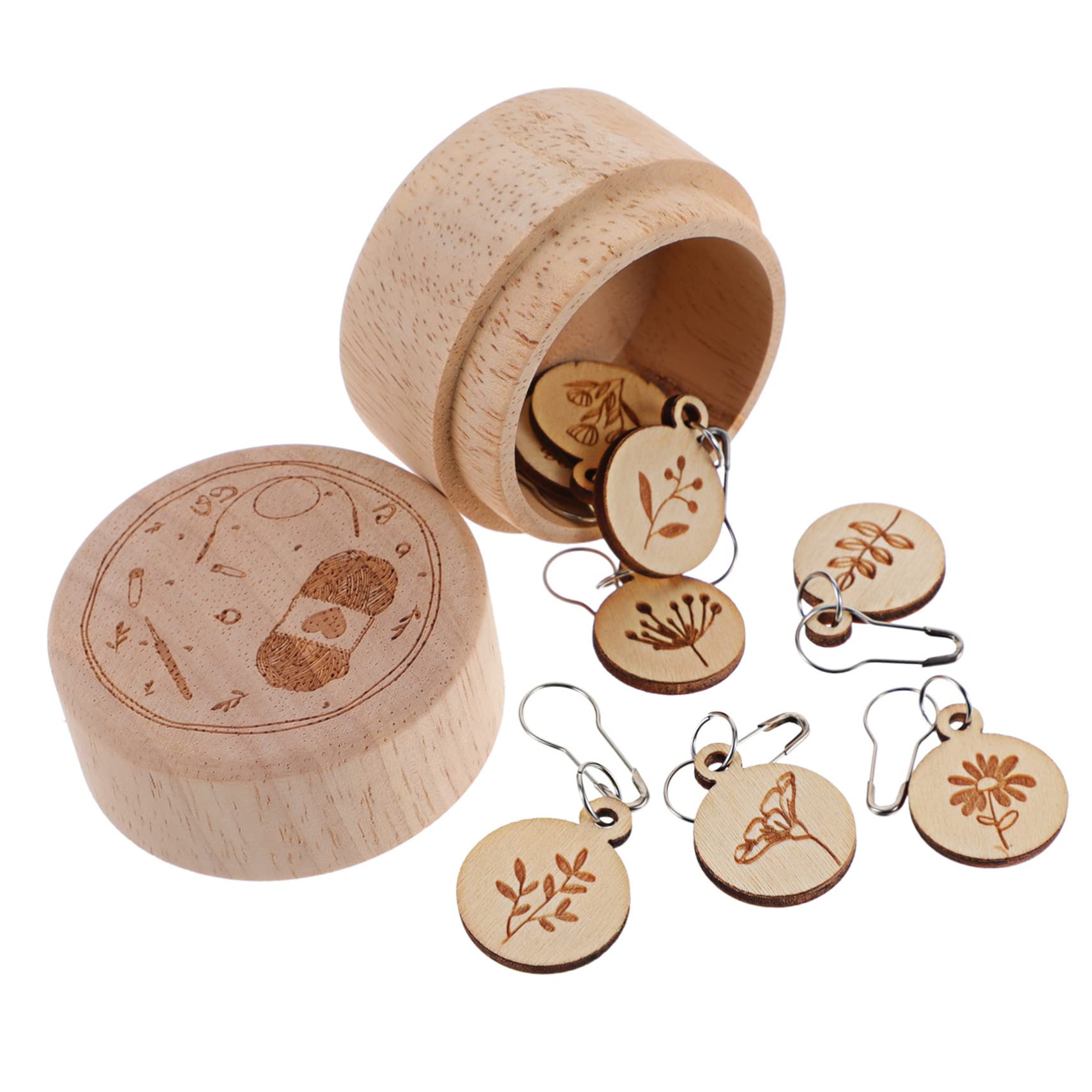 STOBOK 4juegos Marcadores De Costura De Madera Para Tejer Marcadores Redondos Extraíbles Caja De Almacenamiento Accesorios De Ganchillo Para Principiantes y Proyectos De Manualidades