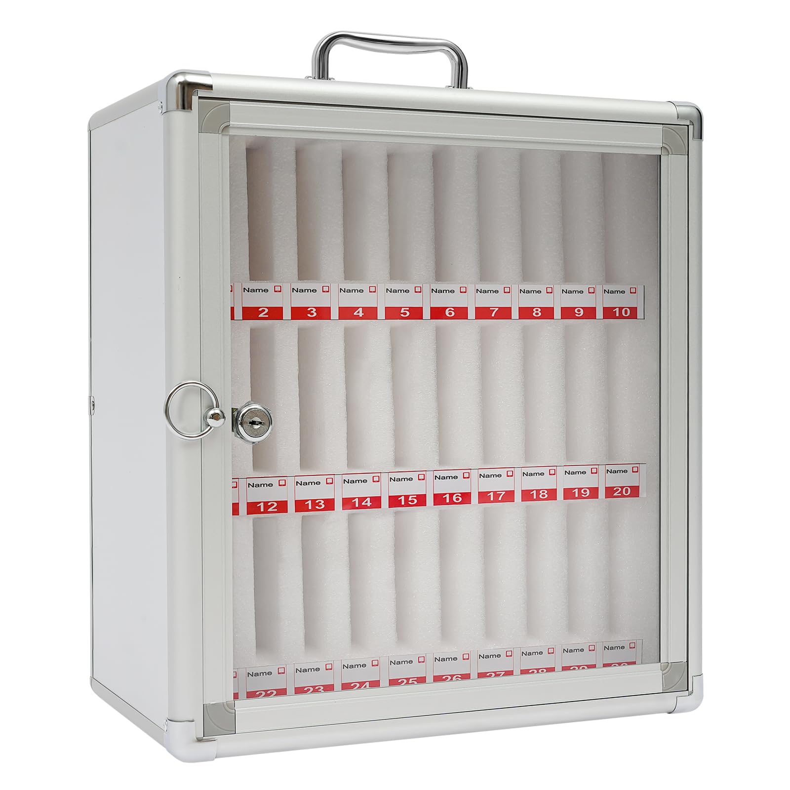 NEATOOM 30 Slots Cell Phone Locker, Aluminum Alloy Cell Phones Storage Cabinet, Freestanding & Wall Mounted Cell Phones Storage Cabinet with Lock for Office Classroom Gym