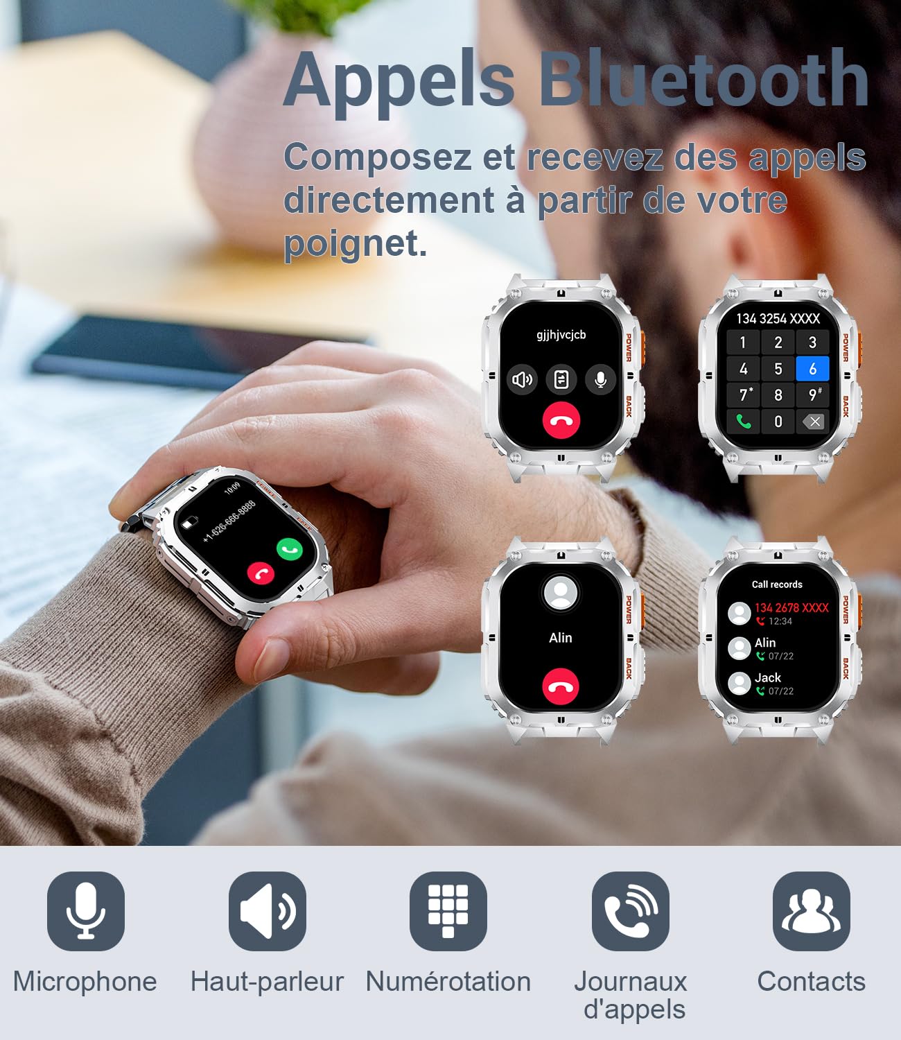 LIGE Montre Connectée Homme avec Appel Bluetooth Assistant Vocal, 1.95'' AMOLED Montre Connectée Sport 100+ Sportifs avec 24/7 Moniteur de Fréquence Cardiaque Sommeil SpO2 pour Android iOS