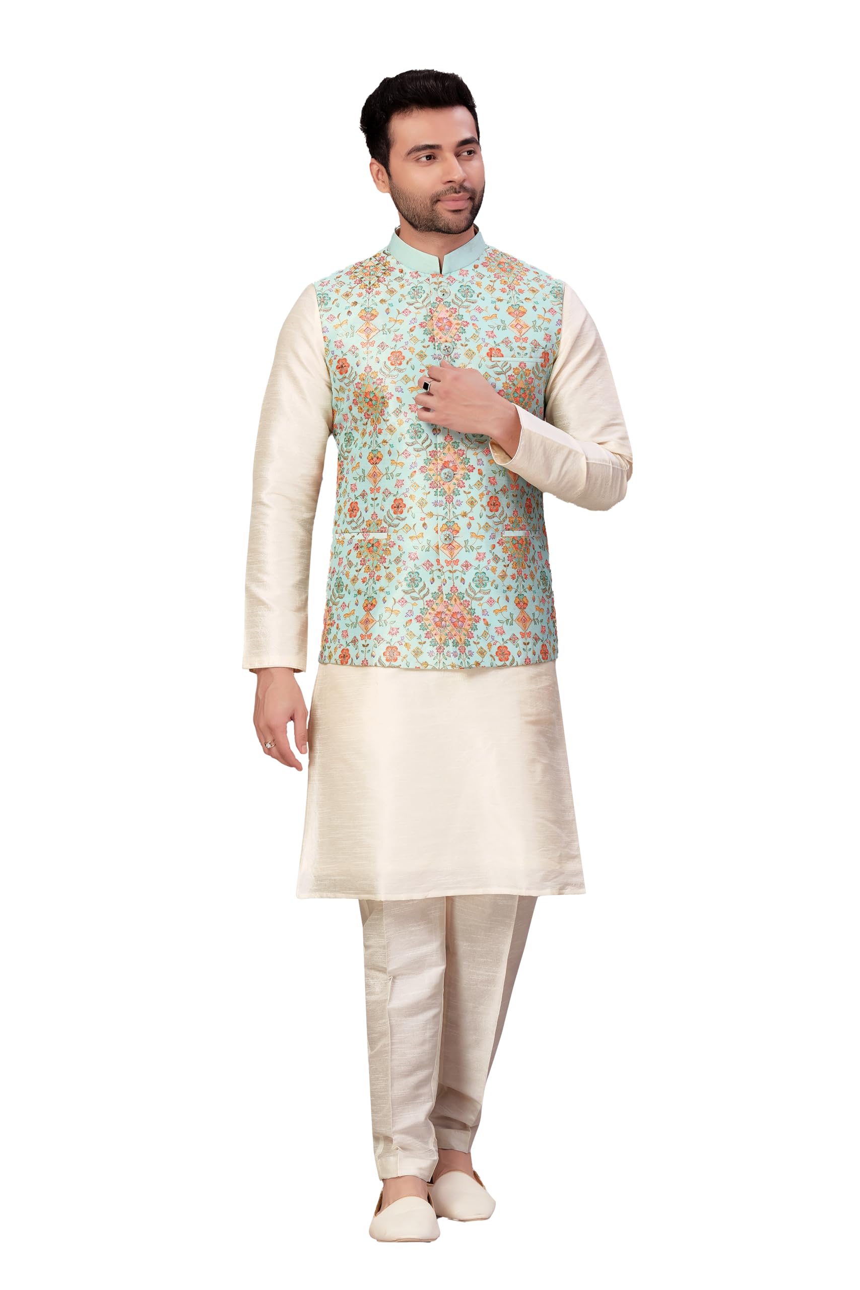 Multicolor Thread Work Waistcoat/Size 42/-picture-12