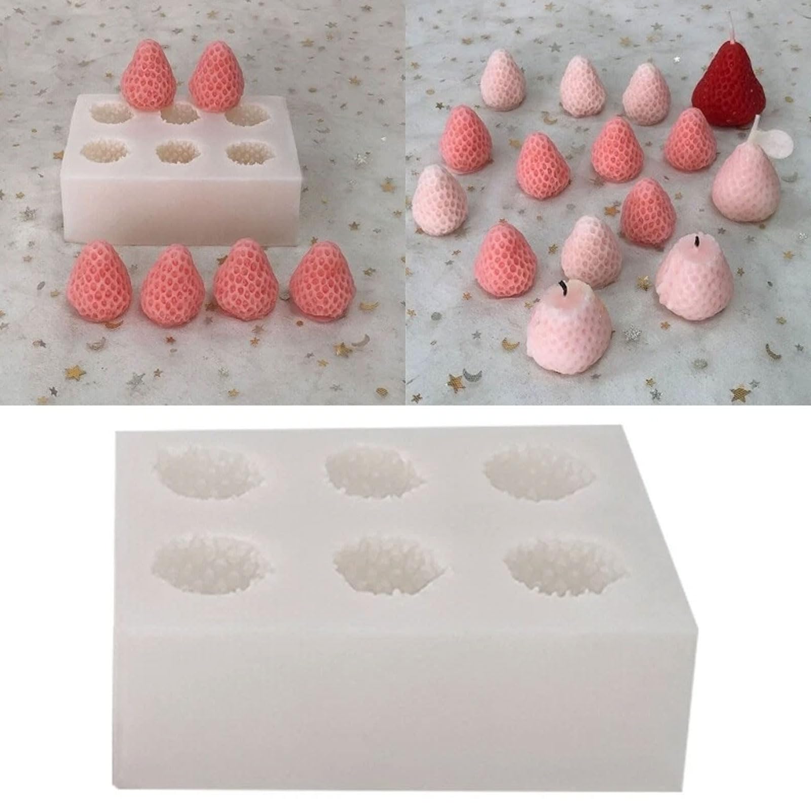 Strumento cottura in silicone realistico Design a fragola per gelato cioccolato Stampo per candele in silicone semplice manutenzione