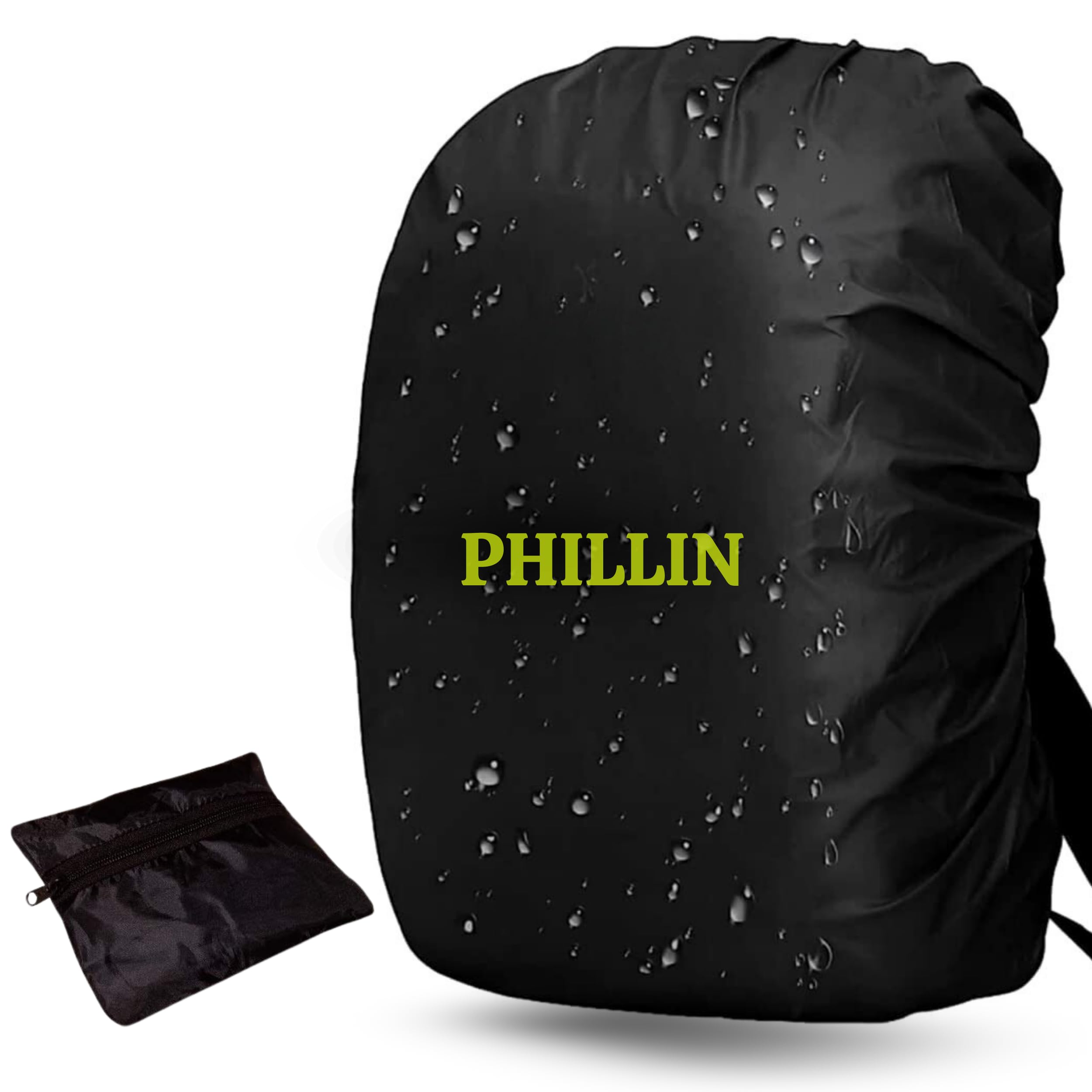 Phillin Backpack Rain Cover with Pouch | Waterproof Dustproof Cover for 40l Bags, Laptop Bags, and School Bags | Free Size | - (Black)-image-12