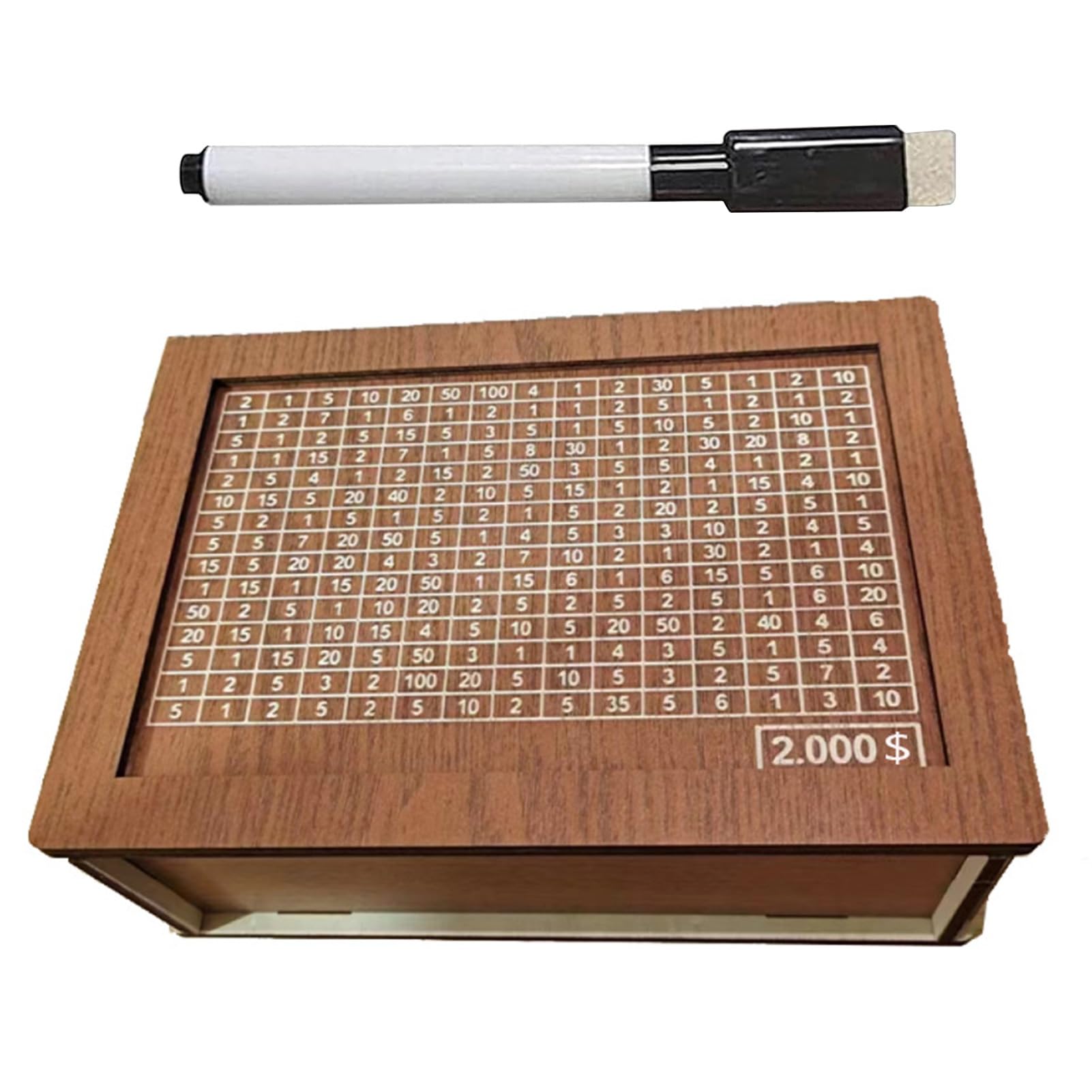 Amazon | MIULUIRIN 木製貯金箱 貯金箱 20000ドル 目標貯金 チャレンジボックス 再利用可能なアクリル製画板付き  男の子/子供へのギフト(カラー:Bブラウン、サイズ:A 2000ドル) | 貯金箱 | おもちゃ