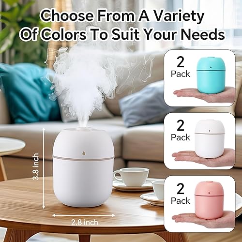 Miniatura 2 de Hortsun Humidificador pequeño portátil de 6 piezas USB de escritorio personal mini humidificador para dormitorio, coche, oficina, habitación, hogar