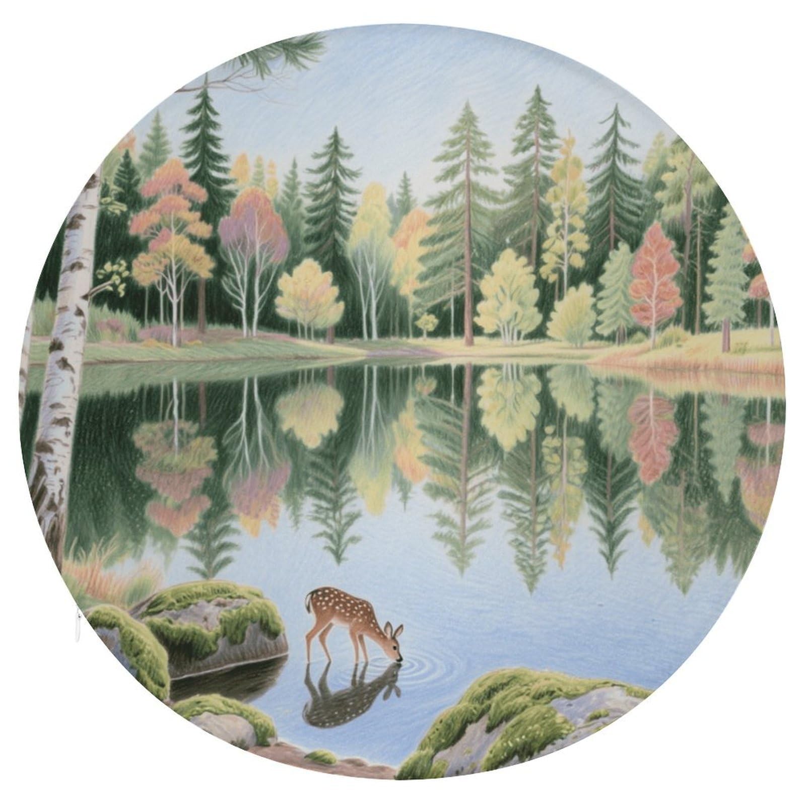 Cojín de asiento para cama y sofá Forest Lake con espuma viscoelástica redonda