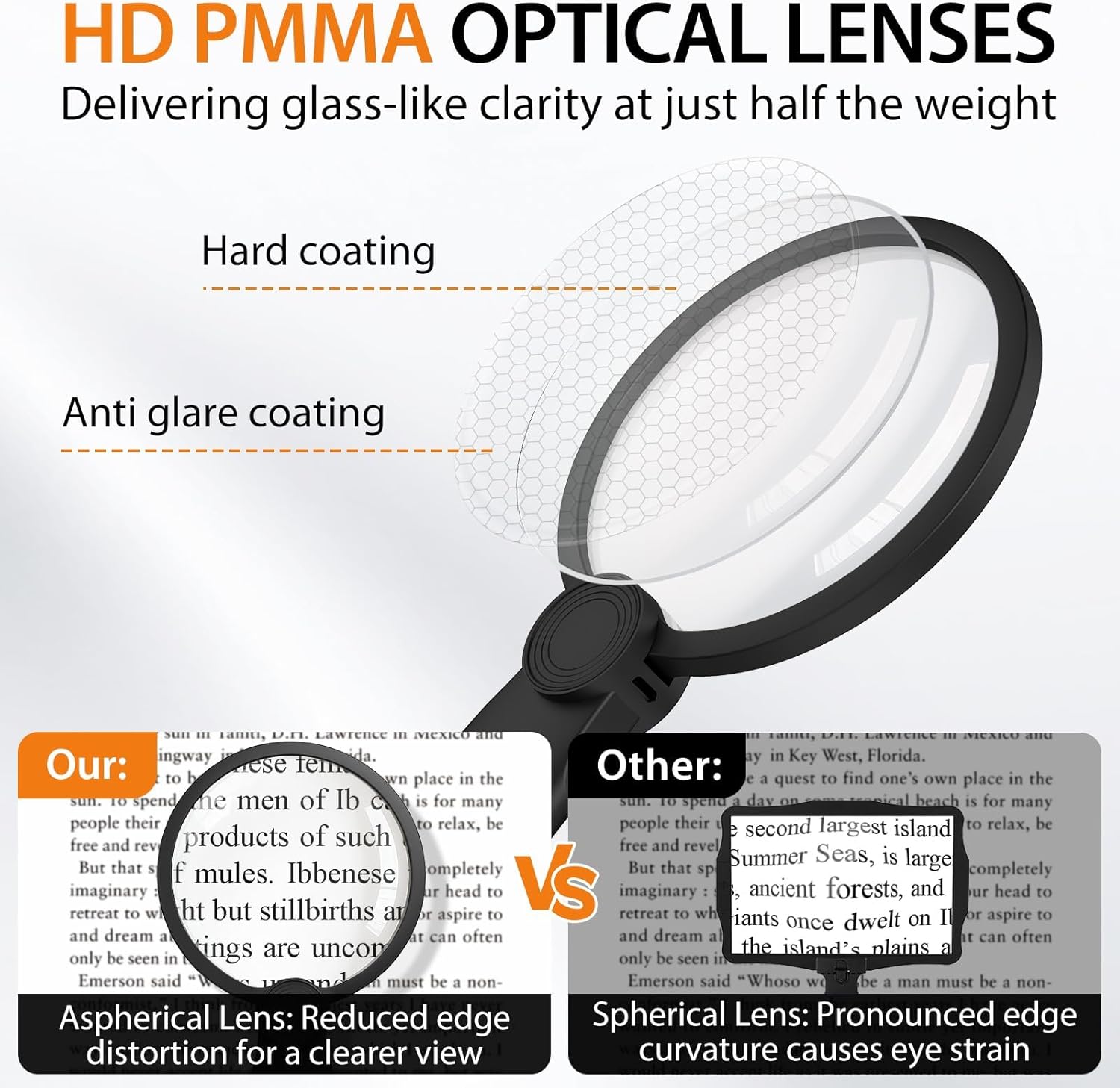 hands free magnifying glass with light for close work, 5.5 inch 5x lighted magnifying glass, neck wear magnifier for reading books, sewing, cross stitch, low vision seniors with aging eyes 1000mah standard