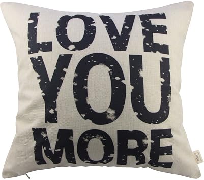 Love You More Square About Cotton Throw Pillow Cushion Cover, 17.5" x 17.5"