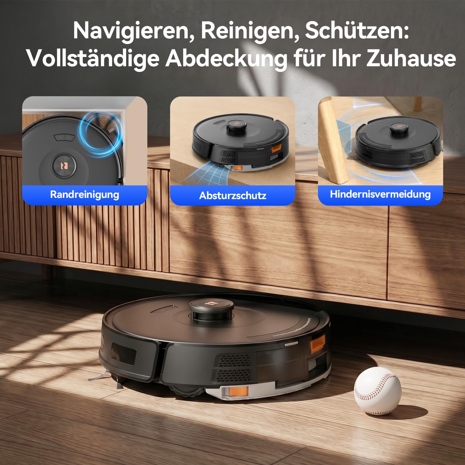 Redkey D8 Pro Saugroboter mit Wischfunktion, 38000Pa Saugroboter mit Absaugstation 4L, Anti-Haar-Verwicklung, LiDAR Navigation, 4-in-1 Saug und Wischroboter für Böden/Teppich/Tierhaare, APP Steuerung