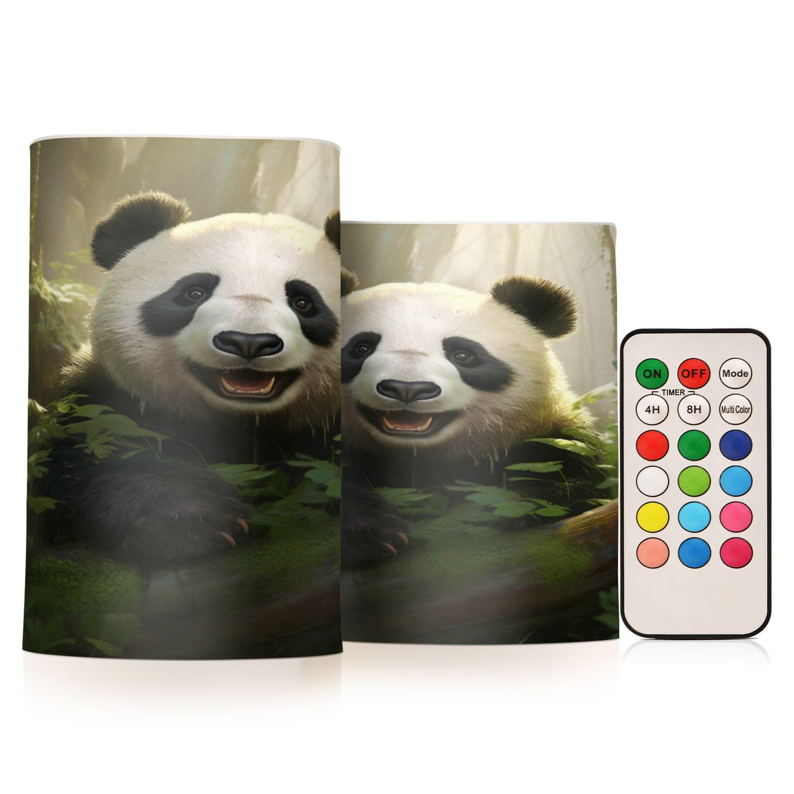 ALAZA Panda (4) Flickering Flameless Candles Battery Operated with Remote Timer,Tea Light Candles LED Pillar Votive Candles Set of 2 for Outdoor Indoor Decorations
