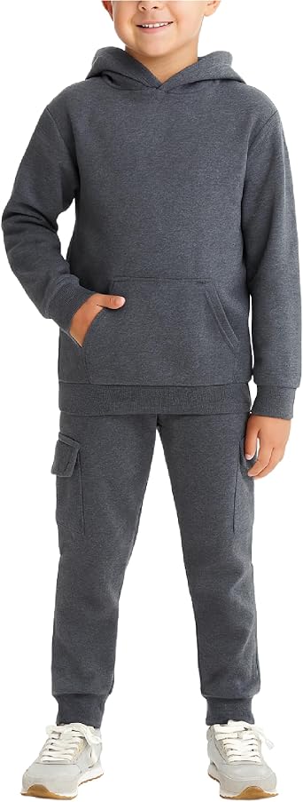Coney Island Boys Sweatsuit Set - 2 Piece Athletic Soft Fleece Pullover Hoodie Sweatshirt and Cargo Sweatpants for Boys