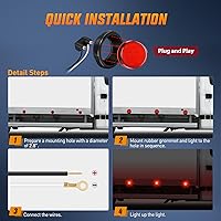 Vista 5 de Nilight Luz Marcadora Redonda de 2.5 Pulgadas 4PCS Roja 13LED Luces de Gálibo Montaje al Ras con Enchufe Ojal Coleta Cableado Directo Cumple DOT