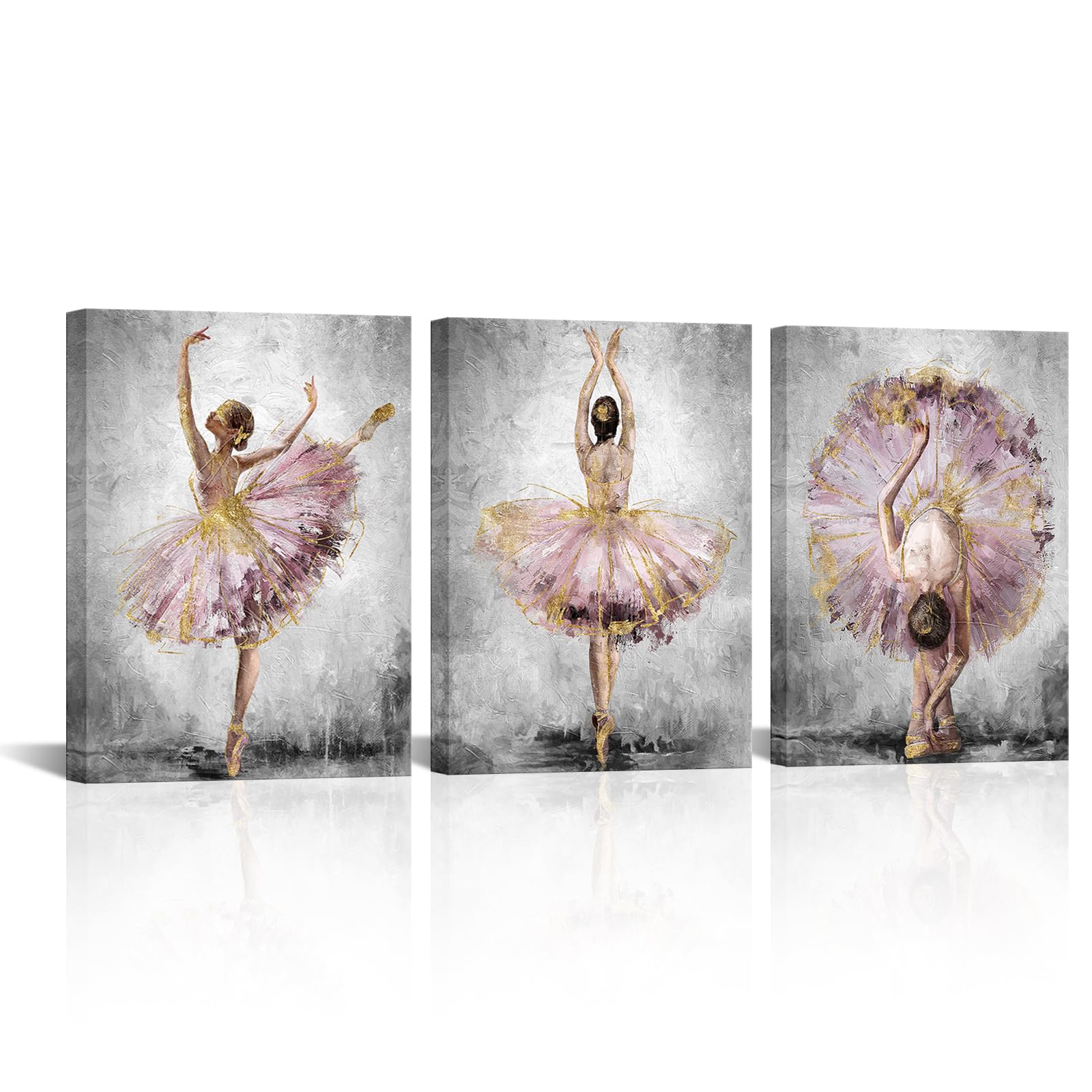 Amazon.com: iHAPPYWALL 3 Pieces Ballerina Wall Art Elegant Ballet