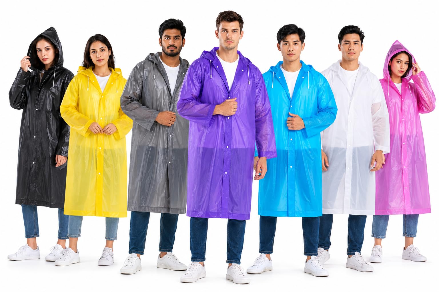 Waterproof Hooded PVC Raincoat for Men & Women, Multicolor-image-43