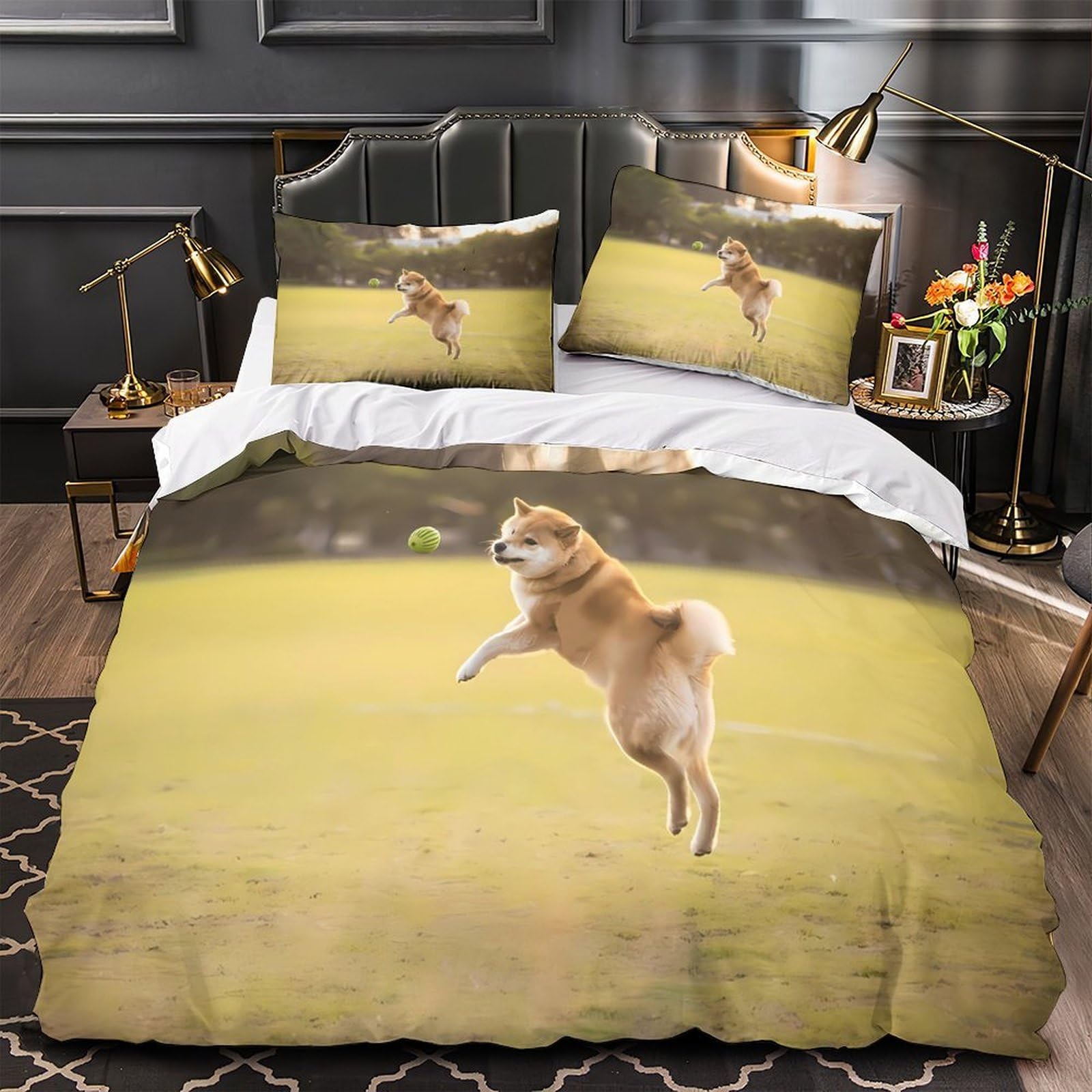 Housse de couette résistante imprimé en 3D motif chat noir 260x220