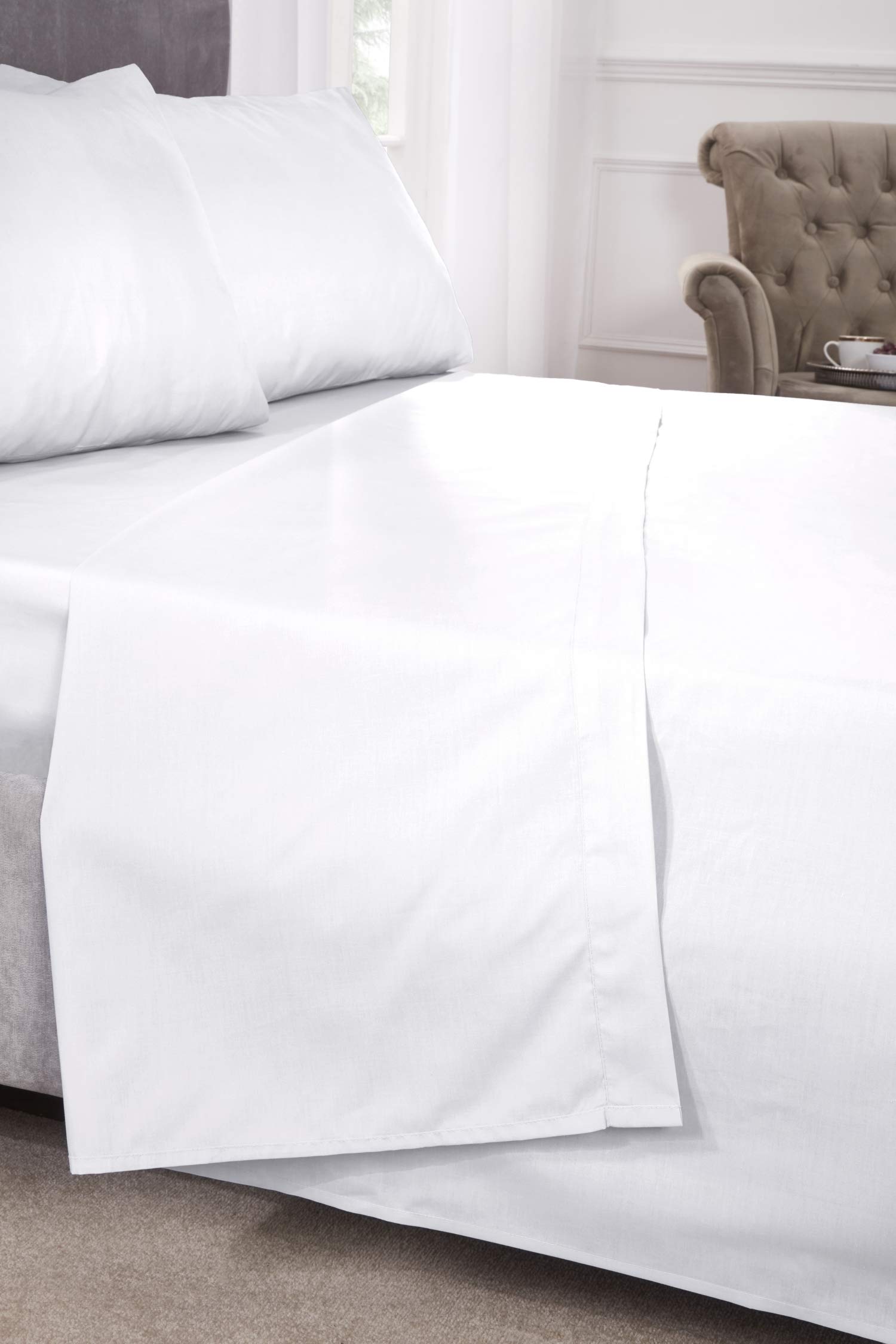 Emma Barclay White 180 Thread Count Percale Fitted Sheet In - Bunk Bed