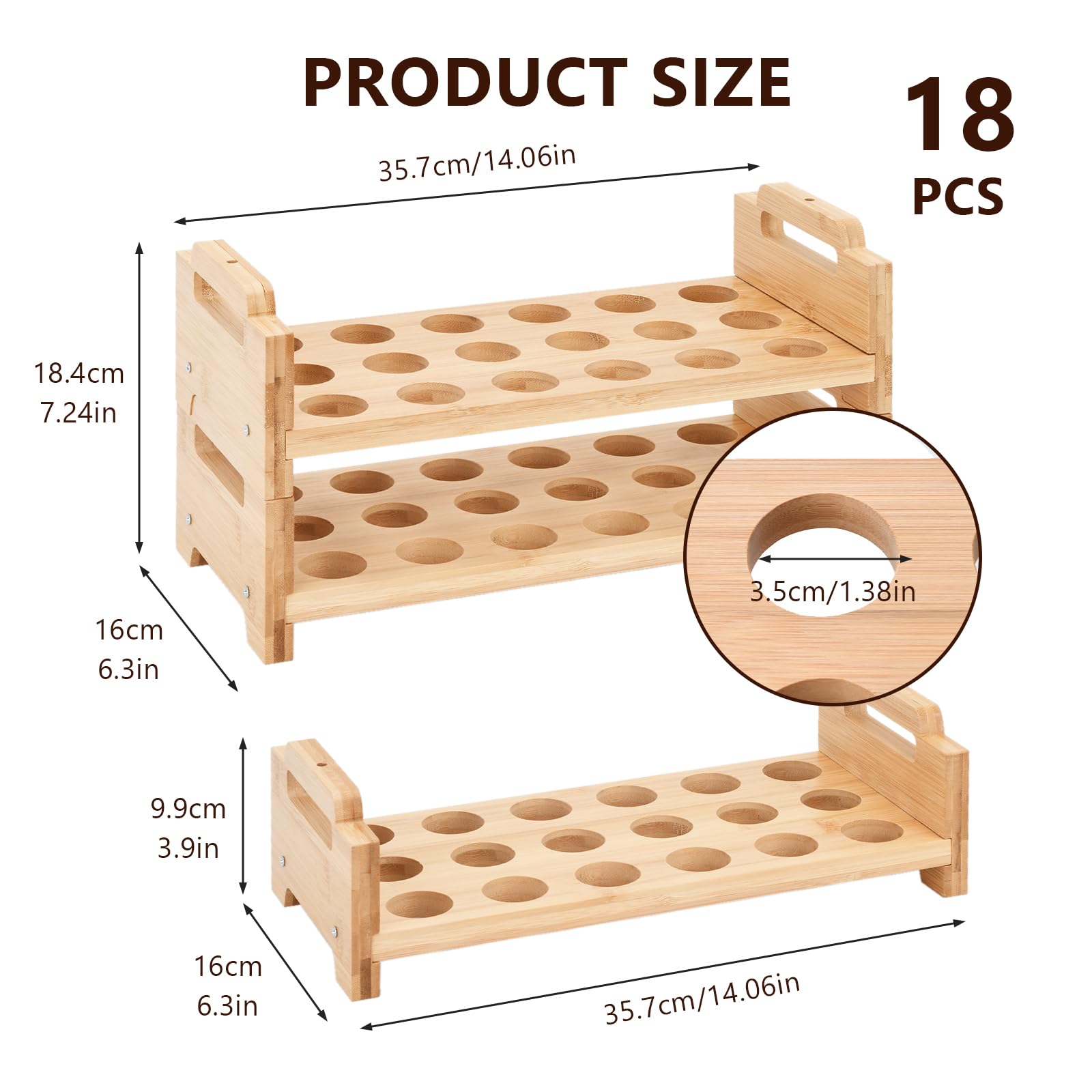 Soporte para huevos de madera de 2 niveles, cesta de huevos para recoger huevos frescos, bandeja de huevos en capas para encimera para 18 huevos, organizador de huevos de nivel para refrigerador de