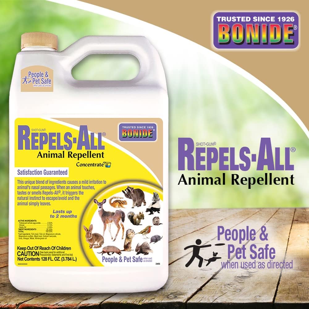 Bonide Repels-All Animal Repellent, 128 oz Concentrate for Outdoor Pest Control, Deter Deer from Garden, People & Pet Safe