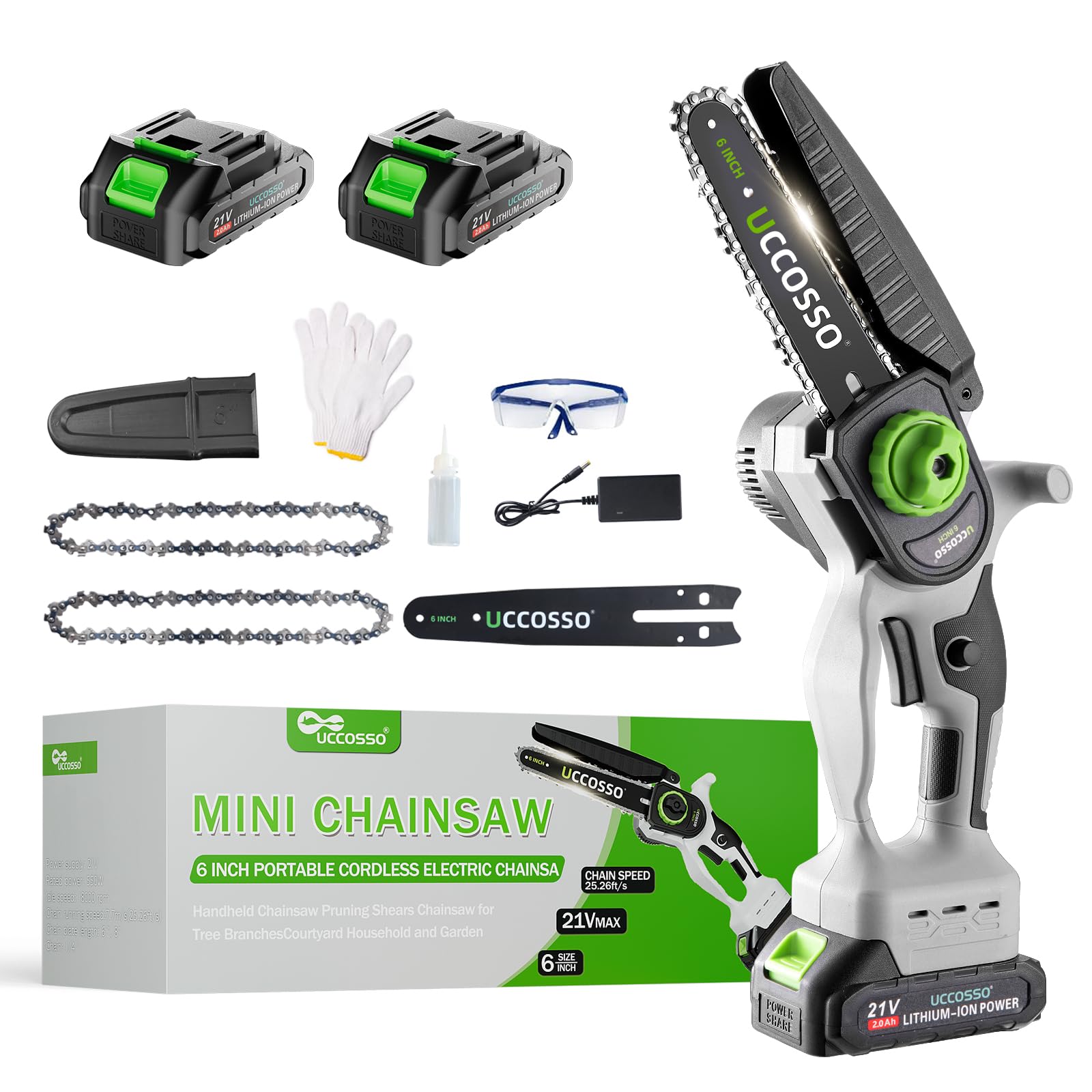 Wireless Mini Chainsaw 6 Inch Electric Chainsaw with Strong Motor and 2 x 2.0Ah Battery, 2 Chains Included for Trimming Trees, Branch Cutting, Lightweight Hand Chainsaw for-image-46