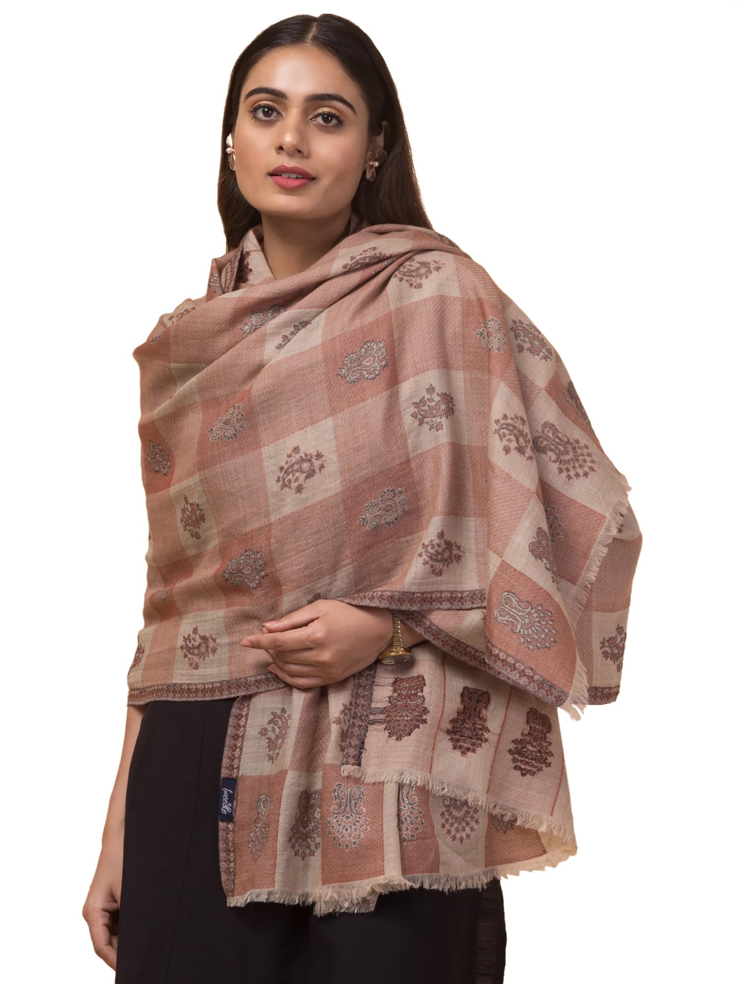 tweedle Pure Wool Women’s Shawl, Soft Pashmina Feel Shawl for Ladies, Woven Palla Design Winters Stole/Wrap (Size 40 x 80 Inches)-picture-15