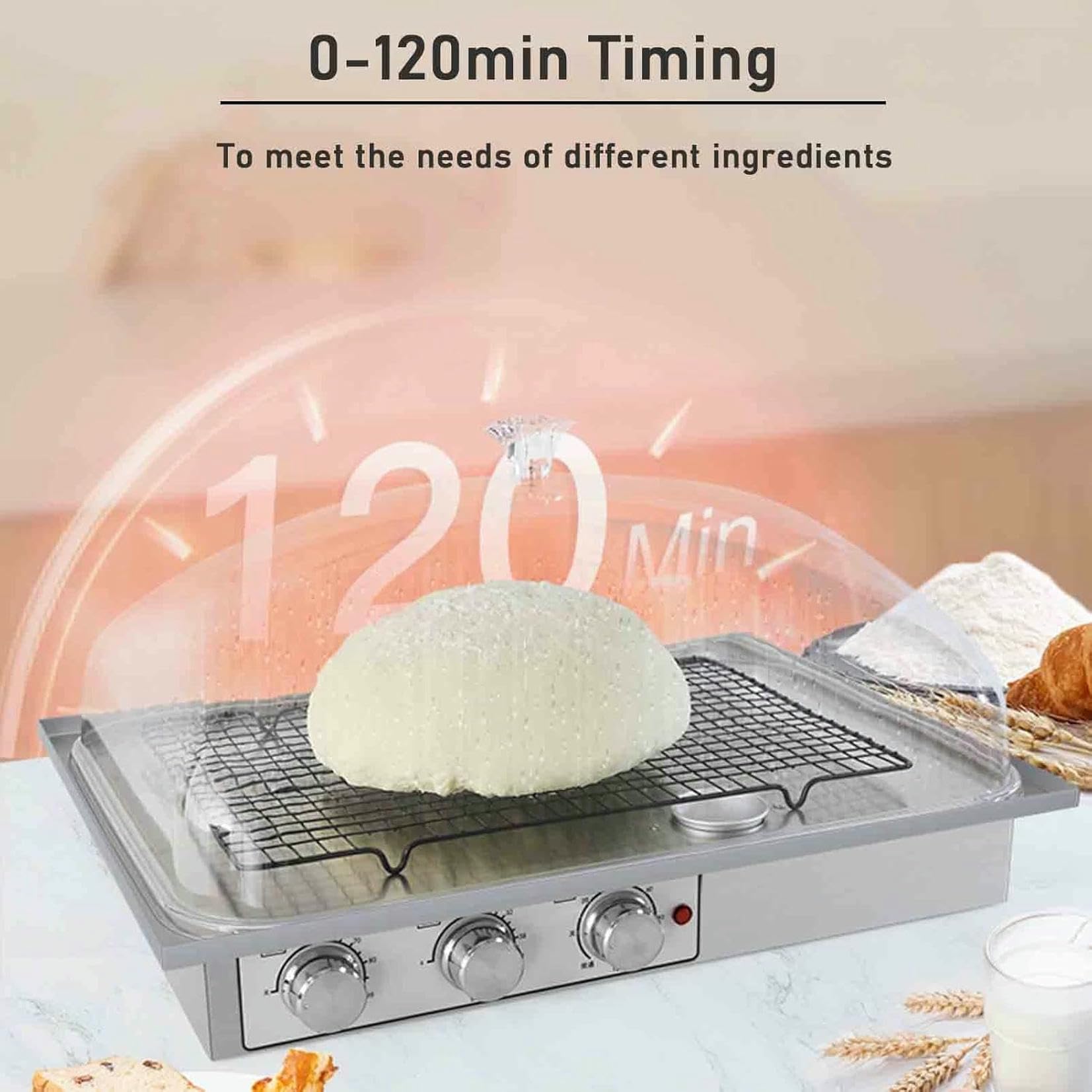 Caja de Fermentación de Pan de Acero Inoxidable, Temperatura y Tiempo, Cámara de Fermentación Eléctrica para Masa, para Hornear, Fermentación~/