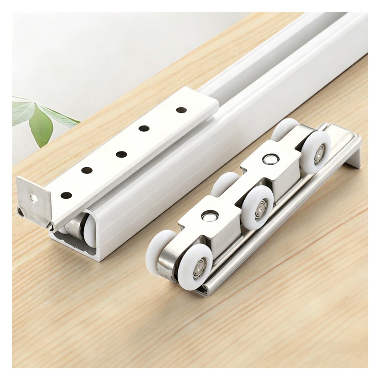 Amufjj White Customizable Closet Sliding Door Bypass Top Track Rail Hardware