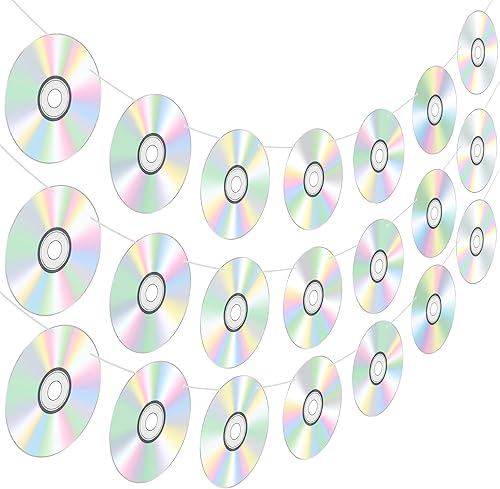 4 pancartas de disco de CD, decoraciones retro de los años 90, decoración de fiesta de cumpleaños de los años 90, decoración de fiesta de música