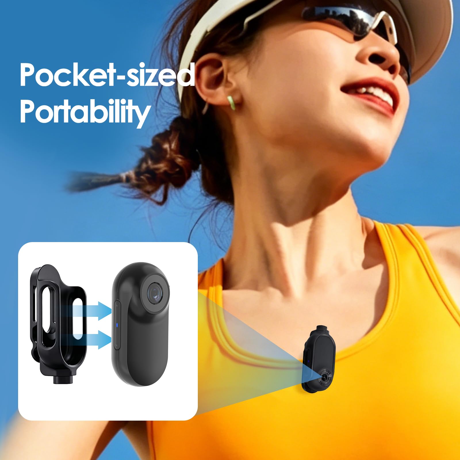 Bodycam leggera 1080P con custodia protettiva impermeabile e supporto magnetico POV, mini fotocamera per casco con scheda da 16 GB per esterni e moto