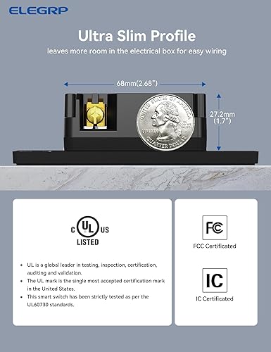 Miniatura 6 de ELEGRP Toma de corriente inteligente en pared, receptáculo inteligente Wi-Fi de 2.4 GHz, compatible con Alexa y Google Assistant, resistente a