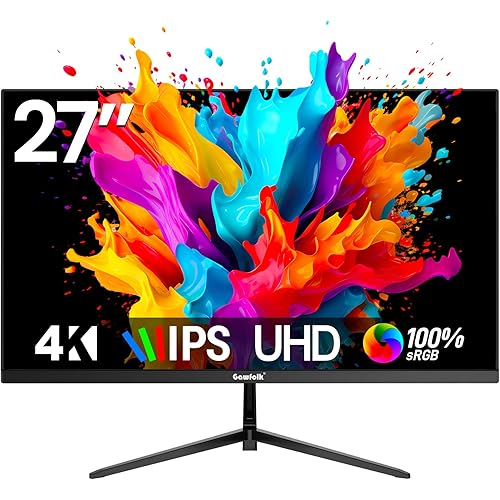 Gawfolk 27 Inch 4K Monitor IPS 60Hz, UHD 3840 x 2160p PC Monitors, Computer Dispaly for Home & Office, Support HDMI & DP, Wall Mount Compatible
