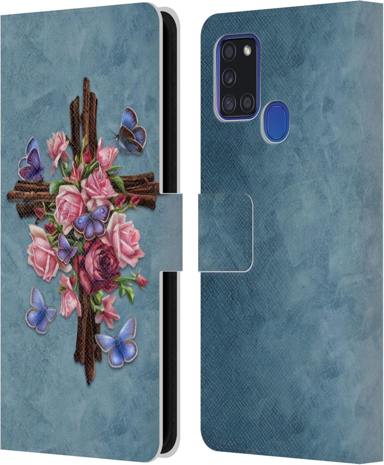 Head Case Designs Officially Licensed Brigid Ashwood Flower Crosses Leather Wallet Case Compatible with Samsung Galaxy A21s (2020)