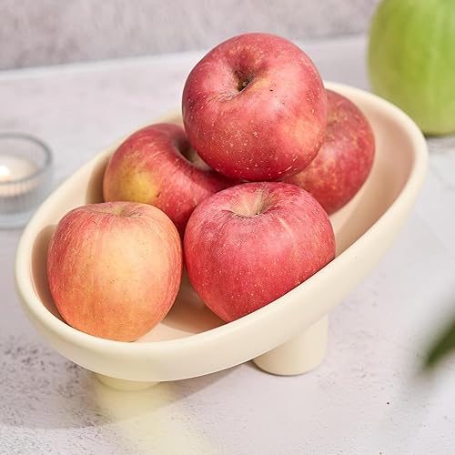 Miniatura 2 de Frutero de cerámica de tres patas para encimera de cocina, cuenco de pedestal decorativo moderno de 10 pulgadas, cuenco grande con patas ovaladas