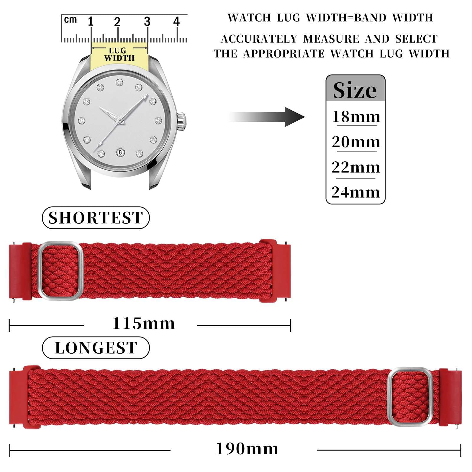 Bracelet de montre en nylon tressé à boucle unique Anbeer, extensible à dégagement rapide