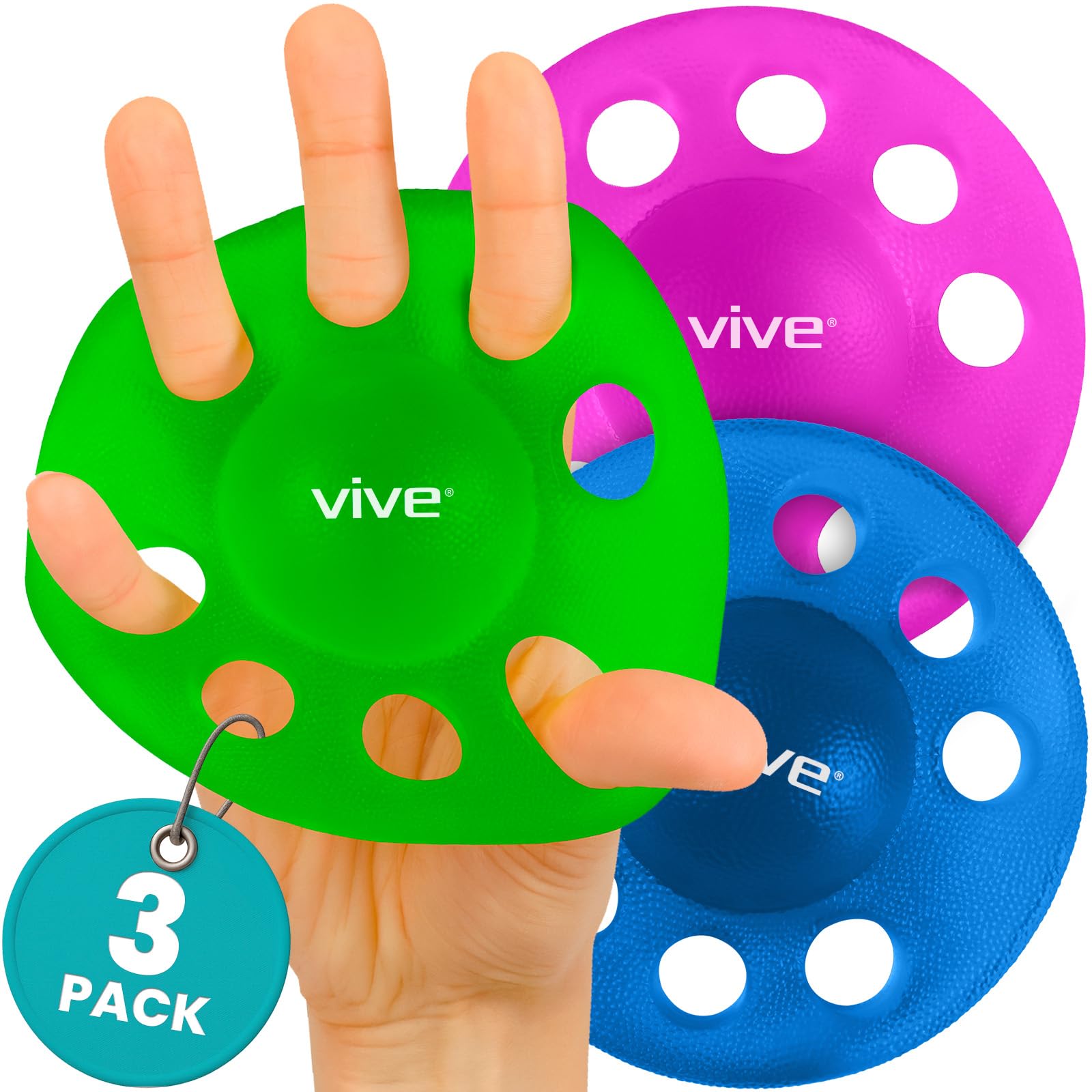 Vive Hand Exercise Balls for Arthritis - Squeeze Ball Finger Strengthener and Hand Exerciser Kit - Grip Extension for Musicians, Carpal Tunnel, Forearm Strength, Egg Set, Stress, Muscle, Fitness