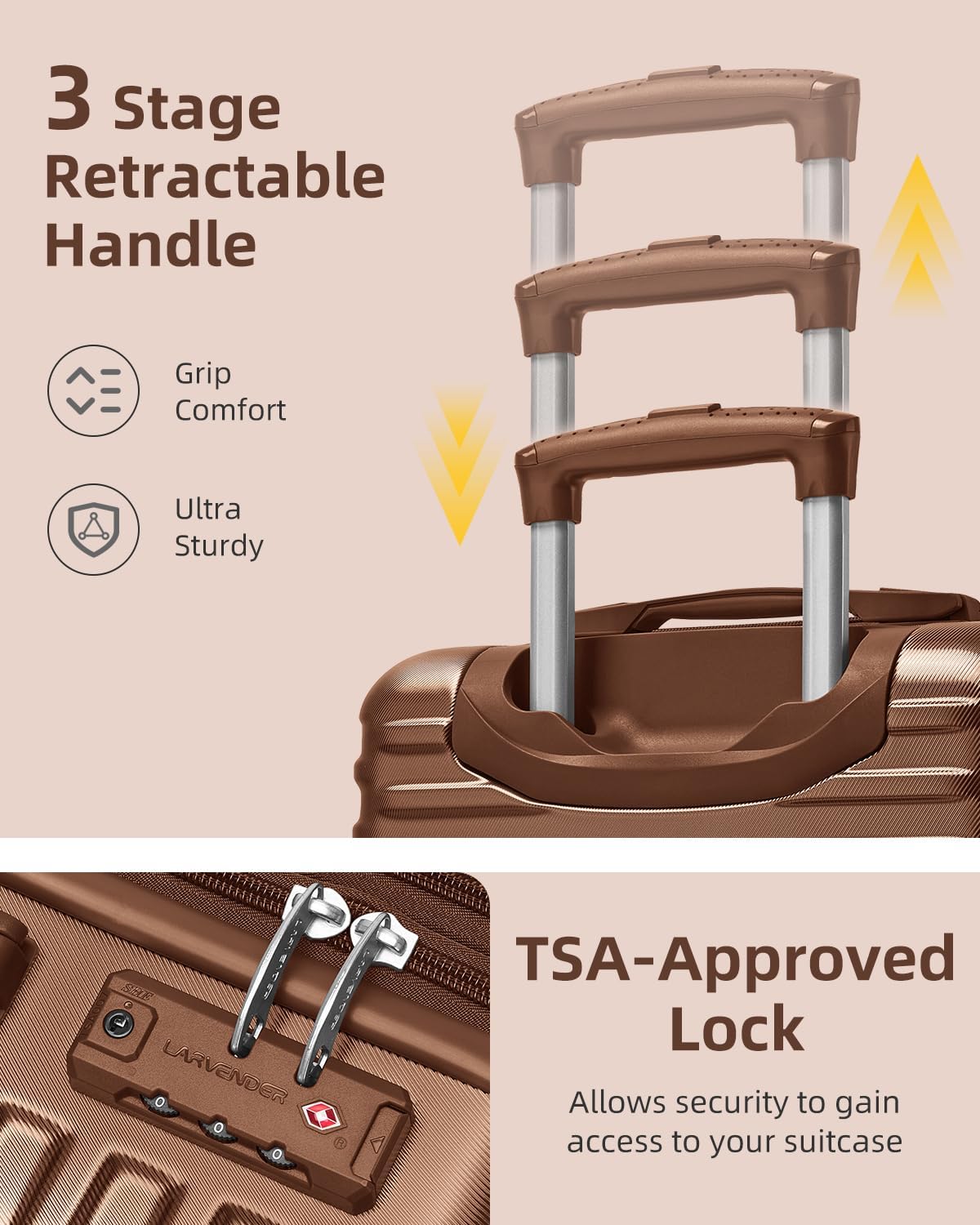 LARVENDER Carry on Luggage 22x14x9 Airline Approved,