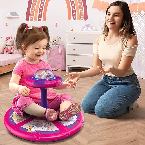 Miniatura 8 de Juguete de unicornio para sentarse y girar, regalo de cumpleaños para niñas de 1, 2, 3, 4 años, juguetes para niños pequeños, con LED y música, giro